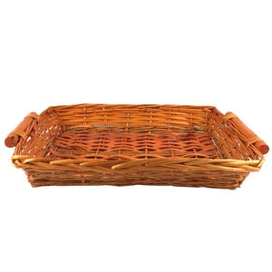 Rettangolo all'ingrosso <span class=keywords><strong>vassoio</strong></span> di stoccaggio di <span class=keywords><strong>vimini</strong></span> con eleganti manici in legno cesto regalo di frutta forniture - Product Image 2