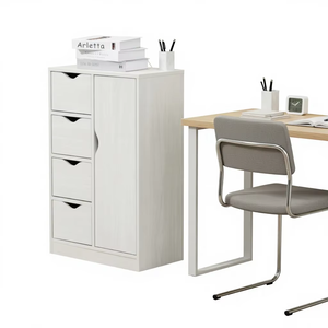 Armoire de rangement étroite et haute moderne avec tiroirs et porte pour la cuisine, le garde-manger, le bureau à domicile avec cet armoire d'appoint au design épuré - Product Image 6