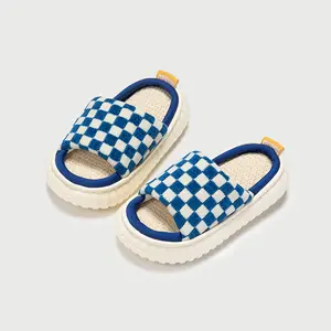 Sandal Pantuflas untuk Anak-anak, Sandal Selop Dalam Ruangan Motif Kotak-kotak untuk Bayi