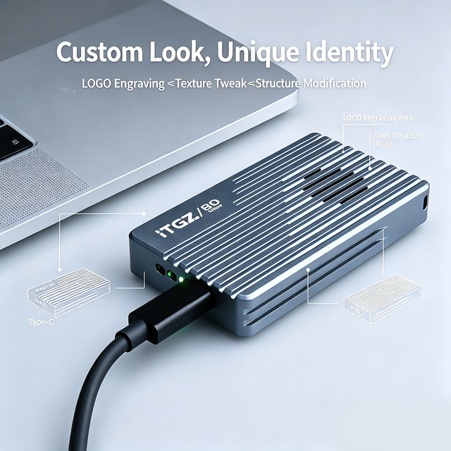 USB4 Thunderbolt 4/5 M.2 NVMe SSD Enclosure 80Gbps External Hard Drive Dock with Cooling Fan