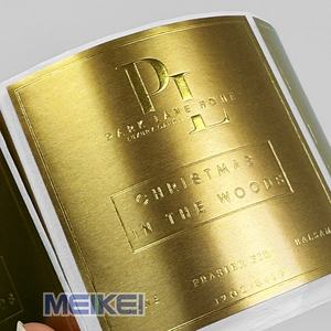 Customize Metallic Stickers Decorative <strong>Gold</strong> Foil Emboss <strong>Label</strong> for Candles - Product Image 1