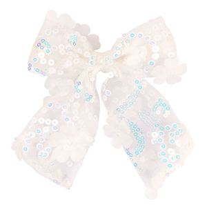 Pinzas para el pelo con lazo grande de Color claro, horquillas de lentejuelas de malla de flores para niñas, mujeres, pasador de princesa, accesorios para el cabello - Product Image 3