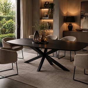 Mesa de Comedor Rectangular de Madera Maciza con Patas de Metal, Diseño Moderno, para 10+ Personas, Muebles de Comedor con Acabado Rústico de Madera - Product Image 4