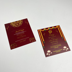 Carte d'invitation de mariage personnalisée en or, cartes de remerciement de luxe avec estampage à chaud pour événement de mariage, fête, carte de vœux - Product Image 4