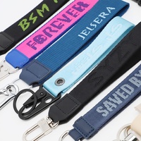 Lanière courte personnalisée en jacquard tissé avec mousqueton robuste pour clés, sangle de téléphone, étiquette de moto, porte-clés promotionnel