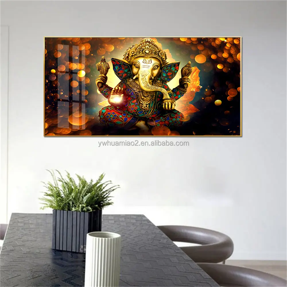 Pintura de cristal Ganesha para decoración del hogar, carteles grandes de ganesha