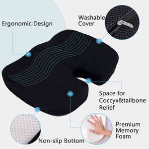 Coussin de chaise ergonomique en mousse à mémoire de forme personnalisé OEM, coussin de siège de bureau, coussin de fessier pour longues sessions en voiture, coussin de voiture et de bureau gris - Product Image 4