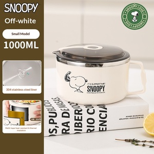 Bol à nouilles et riz instantanés Snoopy en acier inoxydable 304, style mignon, compatible micro-ondes, avec couvercle de drainage, idéal pour les étudiants en dortoir - Product Image 5