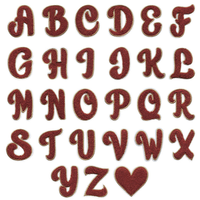 Vente en gros de patchs de broderie en chenille sur lettre de l'alphabet de 7cm rose noir vert pour chapeau et vêtements