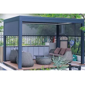 Vườn Patio louvered bioclimatique gazebo lợp nhôm pergola