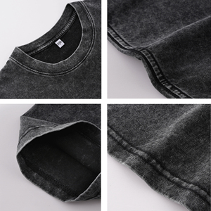 T-shirt da <span class=keywords><strong>uomo</strong></span> con motivo a banda e logo personalizzato, stampa logo, lavaggio vintage, vestibilità ampia, 100% cotone, alta qualità - Product Image 3