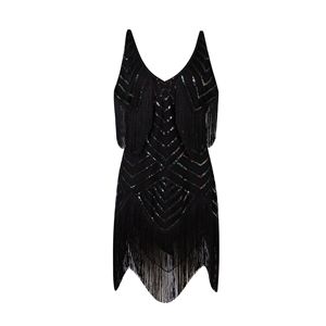 Frauen Vintage 1920er Jahre Great Gatsby Kleid Pailletten Flapper Kleid Prom Quaste Saum Sexy Kleid - Product Image 2