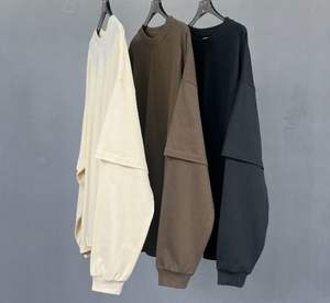 Camiseta de manga larga de algodón pesado de alta calidad con hombros caídos lavados con ácido Vintage personalizada de gran tamaño para hombres - Product Image 3