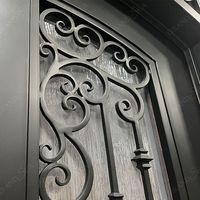 Porte d'entrée double en fer forgé à arche, portes doubles de sécurité turques, portes extérieures en fer noir