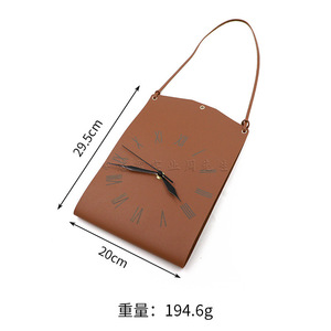 Modern <b>Art</b> <b>Clock</b> Wall Hanging Retro Leather Personalized Living Room Bedroom Silent <b>Clock</b> Trendy Bag-Shaped Creative Wall <b>Clock</b> - Product Image 5