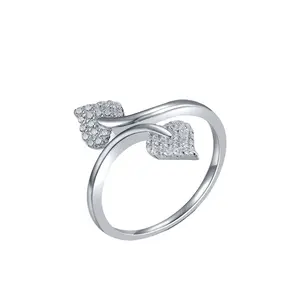 Anillo abierto de doble hoja para mujer, de diseño, de plata de ley, alianza de boda