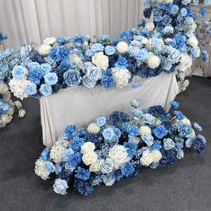 Fleurs artificielles réalistes en soie bleue faites à la main, accessoires de décoration de fond de mariage, arrangements floraux, arches, écologiques, longues - Product Image 3