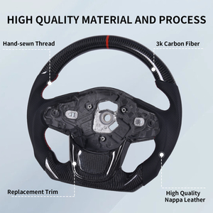 Volante de Fibra de Carbono para Toyota GR <span class=keywords><strong>Supra</strong></span> <span class=keywords><strong>2020</strong></span>+, A90A91 2019-2022, Forma de D, Base Plana, Cuero Perforado - Product Image 4