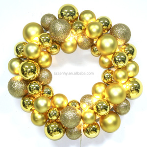 En gros personnalisé décoration de <span class=keywords><strong>sapin</strong></span> de noël boules suspendues couronnes de noël avec lumière - Product Image 2