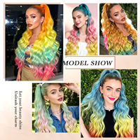 Queue de cheval synthétique colorée de 24 pouces, longue, ondulée, avec pince à griffes, extensions de cheveux bouclés et ondulés – Grande Vente