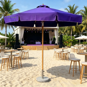 <span class=keywords><strong>Sombrilla</strong></span> <span class=keywords><strong>de</strong></span> <span class=keywords><strong>Playa</strong></span> para Exteriores con Protección Solar, Poste <span class=keywords><strong>de</strong></span> Madera Natural, para Patio y Jardín, con Borlas - Product Image 4