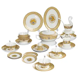 2024 American style of jingdezhen ceramic bone China tableware chopsticks tableware collection dinnerware set