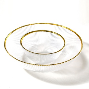 Assiettes de présentation rondes en verre côtelé avec bord doré Samyo Luxury Home Party Decoration, 13 pouces - Product Image 5