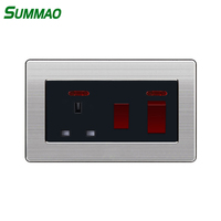 Prise murale en acier inoxydable 45A avec 2 prises et interrupteur 13A pour cuisinière