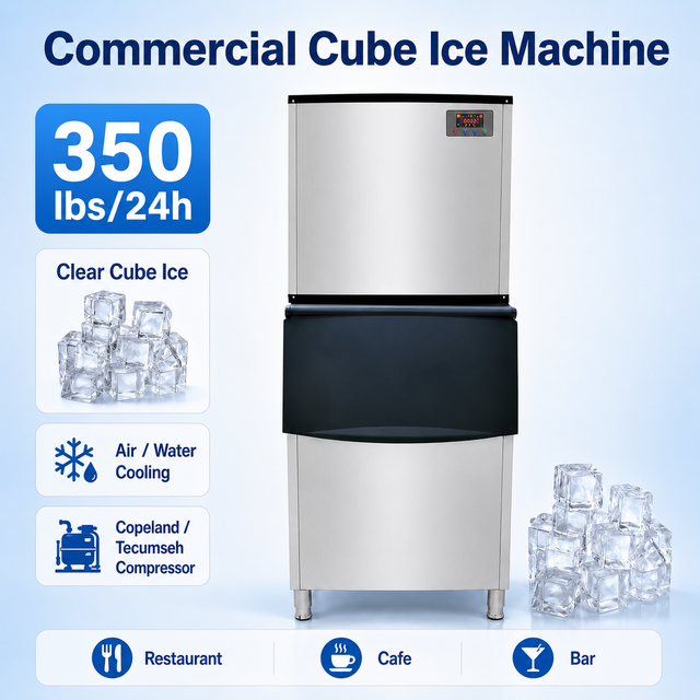 High-Efficiency 175kg Commercial Cube Ice Machine - Rapid 24 H Output with Energy-Saving Brand Compressor