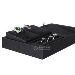 Shero ขายส่งแหวนหนังดิสเพลย์ถาดเครื่องประดับสีดำต่างหูแหวนแสดงเครื่องประดับสีดำสำหรับเครื่องประดับ - Product Image 6
