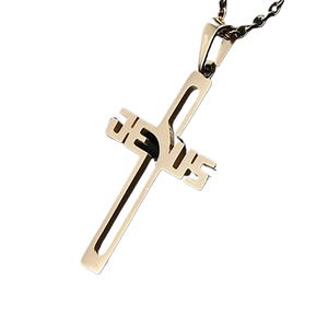 Collana Trendy con Ciondolo a Croce in Acciaio Inox Placcato Oro 18K <span class=keywords><strong>per</strong></span> Uomo e <span class=keywords><strong>Donna</strong></span>, Regalo di Natale <span class=keywords><strong>per</strong></span> Amici e Parenti - Product Image 1