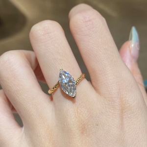 Anillo de Compromiso de Lujo Aazuo con Diamantes Cultivados en Laboratorio de 2.0ct, Oro Amarillo Sólido de 18K, Regalo para Mujeres, Boda, Fiesta, Estilo Vintage - Product Image 5