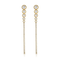 Anting-anting Rumbai Panjang Mewah Lapisan Emas 18K Baja Anti Karat Zirkon Anting-anting Gantung Linear Perhiasan Statement untuk Wanita