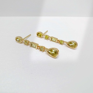 OEM 925 plata sterling <b>silver</b> Gold Plated Topaz <b>long</b> <b>earring</b> women bridal party Pear Cut pink yellow cubic zirconia <b>earrings</b> - Product Image 1