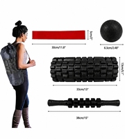 Ensemble de rouleaux en mousse EVA TBFIT pour massage des tissus profonds avec bâton de massage et bande de résistance pour la gym, le Pilates et les points de déclenchement myofasciaux