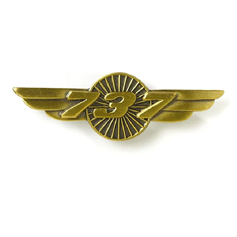 Wholesale custom metal zinc alloy 3d enamel gold plated aviation airline airbus wings pilot lapel pin badge