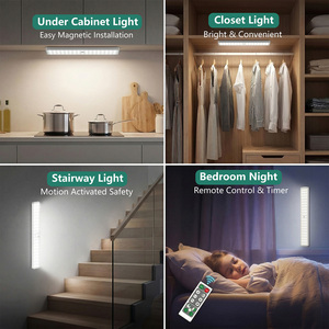 <b>Wireless</b> Motion Sensor LED Night <b>Light</b> USB Rechargeable Dimmable Super Bright LED Strip Lamp Magnetic Stick-on Design for Stairs - Product Image 6
