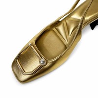 Sandales à talons en cuir véritable doré pour femmes 2026 – Chaussures de luxe de créateur pour dames