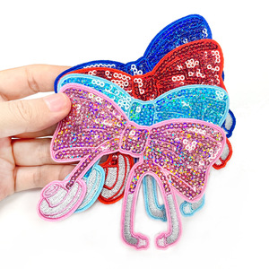 <strong>3</strong> Inches 3D Polyester Fabric Nurse Bow Sequin Iron-On Embroidered <strong>Patch</strong> for Trucker Hats or Garments - Product Image 1