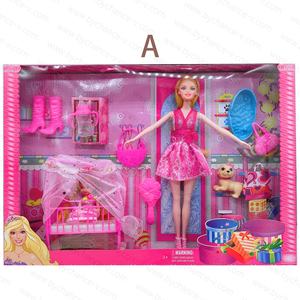 Lüks hamile kadın bebek mobilya ile hamile prenses yeni doğan bebek bebek beşiği ile bebek yatağı kız bebek pembe elbise ile - Product Image 3