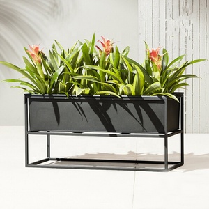 Ensemble de 3 pots de fleurs en métal avec support, pots de plantes de jardin d'extérieur, jardinières - Product Image 5