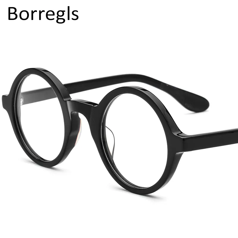 Borreglsアセテートメガネヴィンテージラウンド処方光学眼鏡フレーム男性オタク女性眼鏡近視眼鏡Zolman