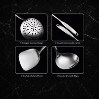 Ustensiles de cuisine en acier inoxydable SS304 : Spatule pour wok, Spatule ajourée, Louche à soupe, Spatule à riz – Outils de cuisine pour la cuisson, la friture et les chefs de restaurant