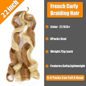 75 gramos 22 pulgadas Yaki seda caja ondulada <span class=keywords><strong>trenzas</strong></span> sintético francés espiral rizo profundo extensión de cabello trenzado sintético de alta calidad - Product Image 2