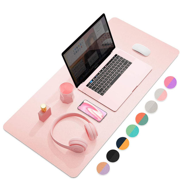 Custom Embossed Logo Suede PU Leather 2mm Thick Water Resistant Scratch Proof Double-Sided Desk Mat Soft Office Mouse Pad Custom
