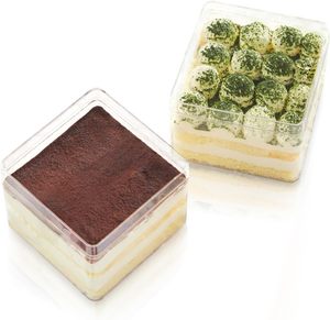 Popular PS <b>Clear</b> Plastic Tiramisu Dessert <b>Box</b> with Lid Plastic <b>Cake</b> Container for Dessert Cookie - Product Image 1