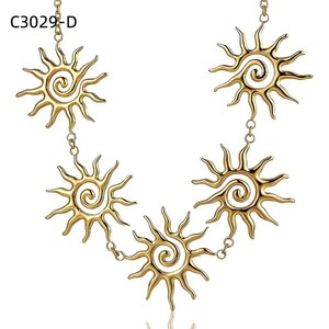 Collar con Colgante de Sol Amy Amy, Chapado en Plata, Estilo Bohemia, Joyería de Moda para Mujer, para Fiestas y Uso Diario, Cadena de Eslabones - Product Image 3