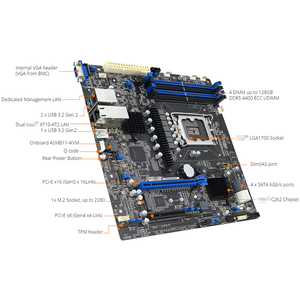 Carte mère P13R-M/10G-2T avec socket unique LGA 1700, prise en charge DDR5, format Micro-ATX pour serveur P13R-M/10G-2T - Product Image 4