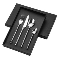 Ensemble de couverts jetables classiques en métal AES YH-BKXMY, 4 pièces, acier inoxydable 304, finition miroir, pour hôtel, restaurant, fourchette à steak, cuillère