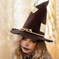 Nouveau produit transfrontalier : Patch Épouvantail, Chapeau de Sorcière, Casquette de Sorcière d'Halloween, Accessoire de Fête, Article de Maquillage pour Déguisement en Tissu